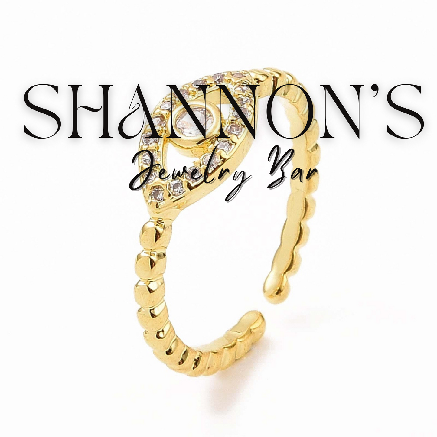 Pave Evil Eye Ring - Adjustable - Shannon’s Jewelry Bar