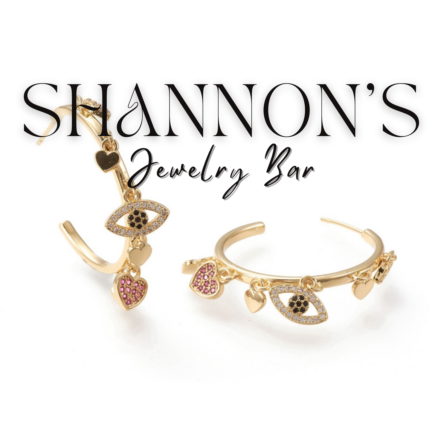 Evil Eye Charm Hoops - Shannon’s Jewelry Bar