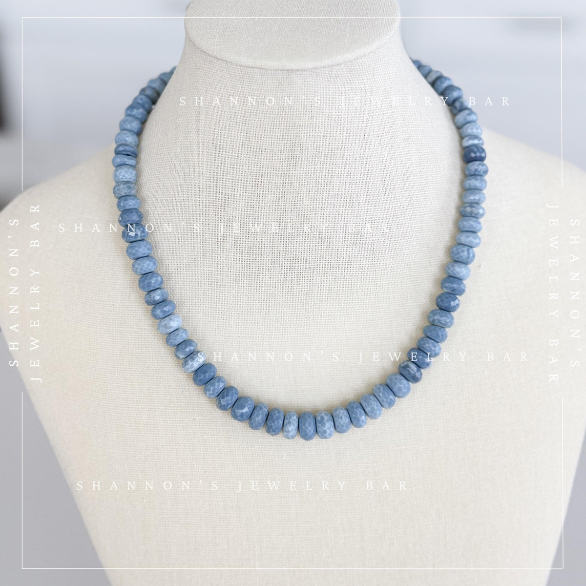 Denim Opal Necklace, Blue Gemstone Beaded Necklace, Faceted Opal Necklace, Natural Stone Necklace, Handmade Blue Beaded Jewelry