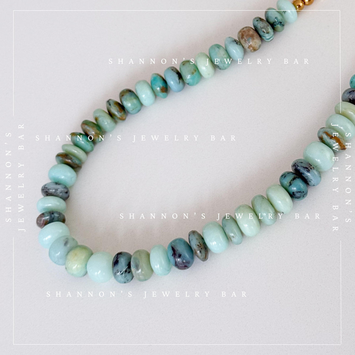 Blue Peruvian Opal Necklace, Genuine Opal Gemstone Necklace, Chunky Beaded Necklace, Handmade Blue Stone Jewelry, Statement