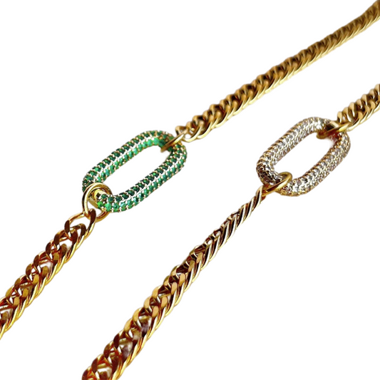 Oval Pave Closed Carabiner Necklace