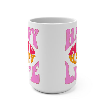 Happy Mind Happy Life Retro Mug 15oz