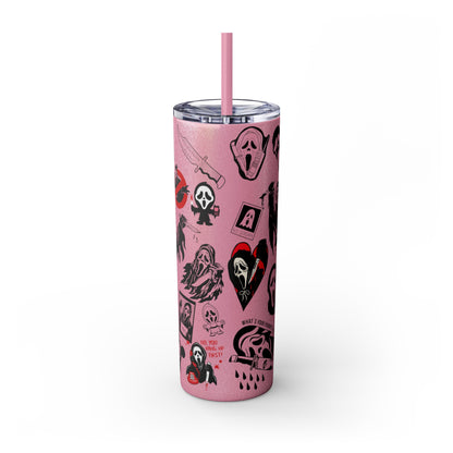 Scream - Ghostface - Horror Movie Themed - Skinny Tumbler with Straw, 20oz