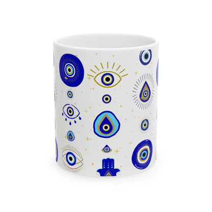 Evil Eye Mug - Mediterranean Evil Eye - Spiritual Gifts - Third Eye - Positive Vibes - Manifestation - The Universe - Ancient Romans/Greeks