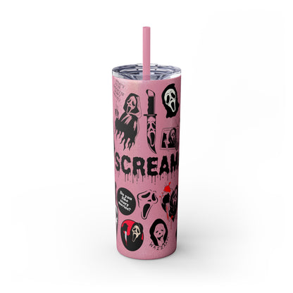 Scream - Ghostface - Horror Movie Themed - Skinny Tumbler with Straw, 20oz