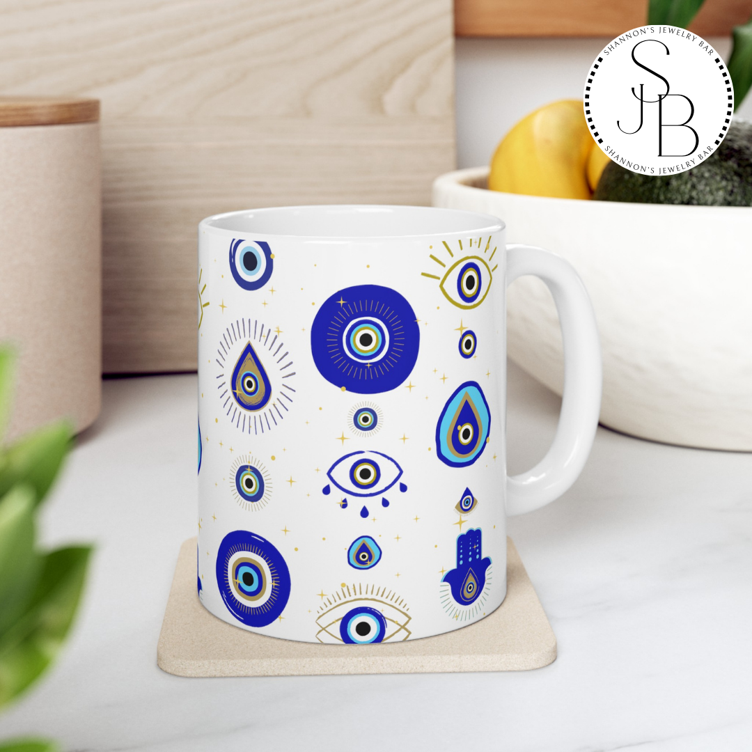 Evil Eye Mug - Mediterranean Evil Eye - Spiritual Gifts - Third Eye - Positive Vibes - Manifestation - The Universe - Ancient Romans/Greeks