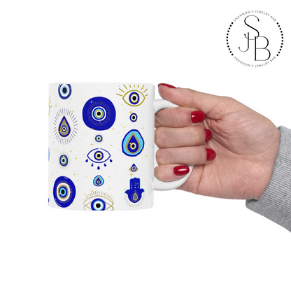 Evil Eye Mug - Mediterranean Evil Eye - Spiritual Gifts - Third Eye - Positive Vibes - Manifestation - The Universe - Ancient Romans/Greeks