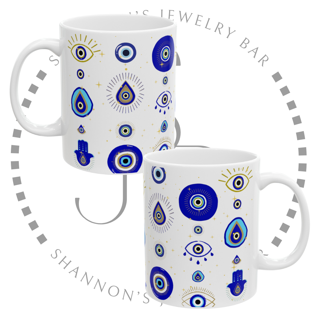 Evil Eye Mug - Mediterranean Evil Eye - Spiritual Gifts - Third Eye - Positive Vibes - Manifestation - The Universe - Ancient Romans/Greeks