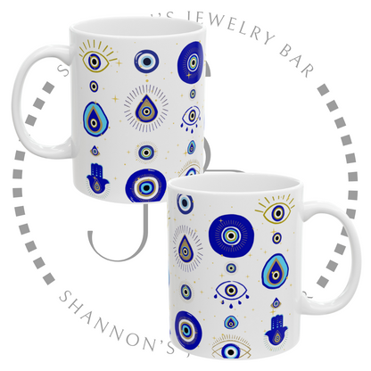 Evil Eye Mug - Mediterranean Evil Eye - Spiritual Gifts - Third Eye - Positive Vibes - Manifestation - The Universe - Ancient Romans/Greeks