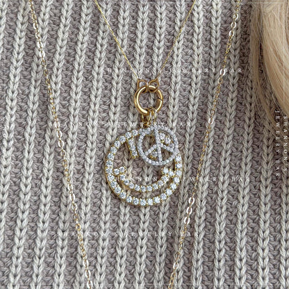 Smiley Face Charm Gold CZ Charm Pendant, Happy Face Charm, Charm Necklace Pendant, Gold Charm for Charm Bar, Cute Jewelry Charm