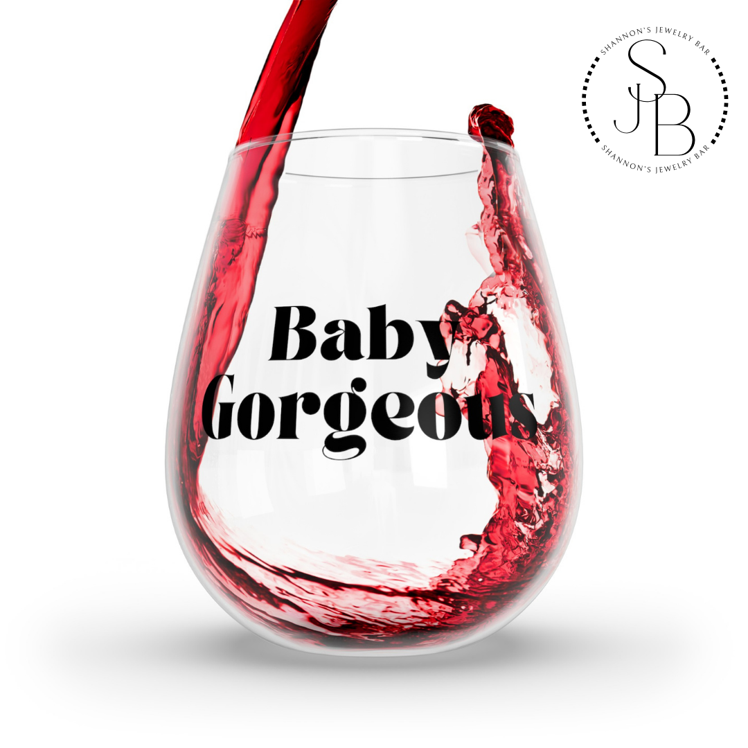Baby Gorgeous - Lisa Barlow Iconic Saying - Real Housewives Quotes - Fun Gift - Bravo - Reality TV Lover - Stemless Wine Glass, 11.75oz