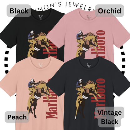 Vintage Cowboy Cigarettes, Malboro - Unisex Jersey Short Sleeve Tee