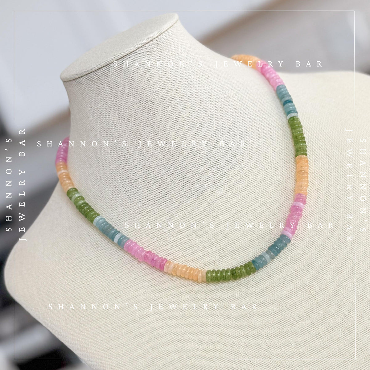 Colorful Quartz Gemstone Necklace, Multicolor Heishi Beaded Necklace, Pastel Rainbow Necklace, Handmade Gemstone Jewelry, Gift for Her