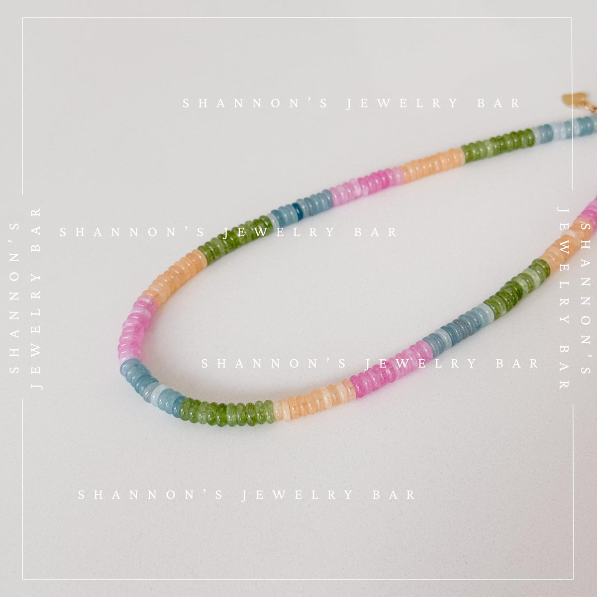 Colorful Quartz Gemstone Necklace, Multicolor Heishi Beaded Necklace, Pastel Rainbow Necklace, Handmade Gemstone Jewelry, Gift for Her