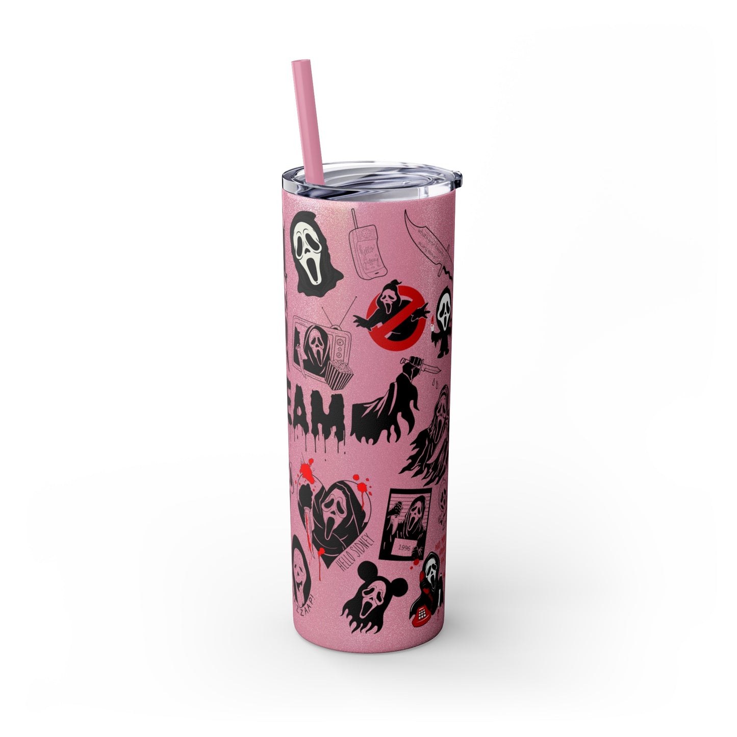 Scream - Ghostface - Horror Movie Themed - Skinny Tumbler with Straw, 20oz