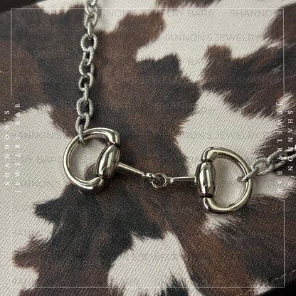 Horse Bit Necklace w/ Rope Chain: Equestrian Jewelry, Stainless Steel, Snaffle Bit, Women's Jewelry, Western