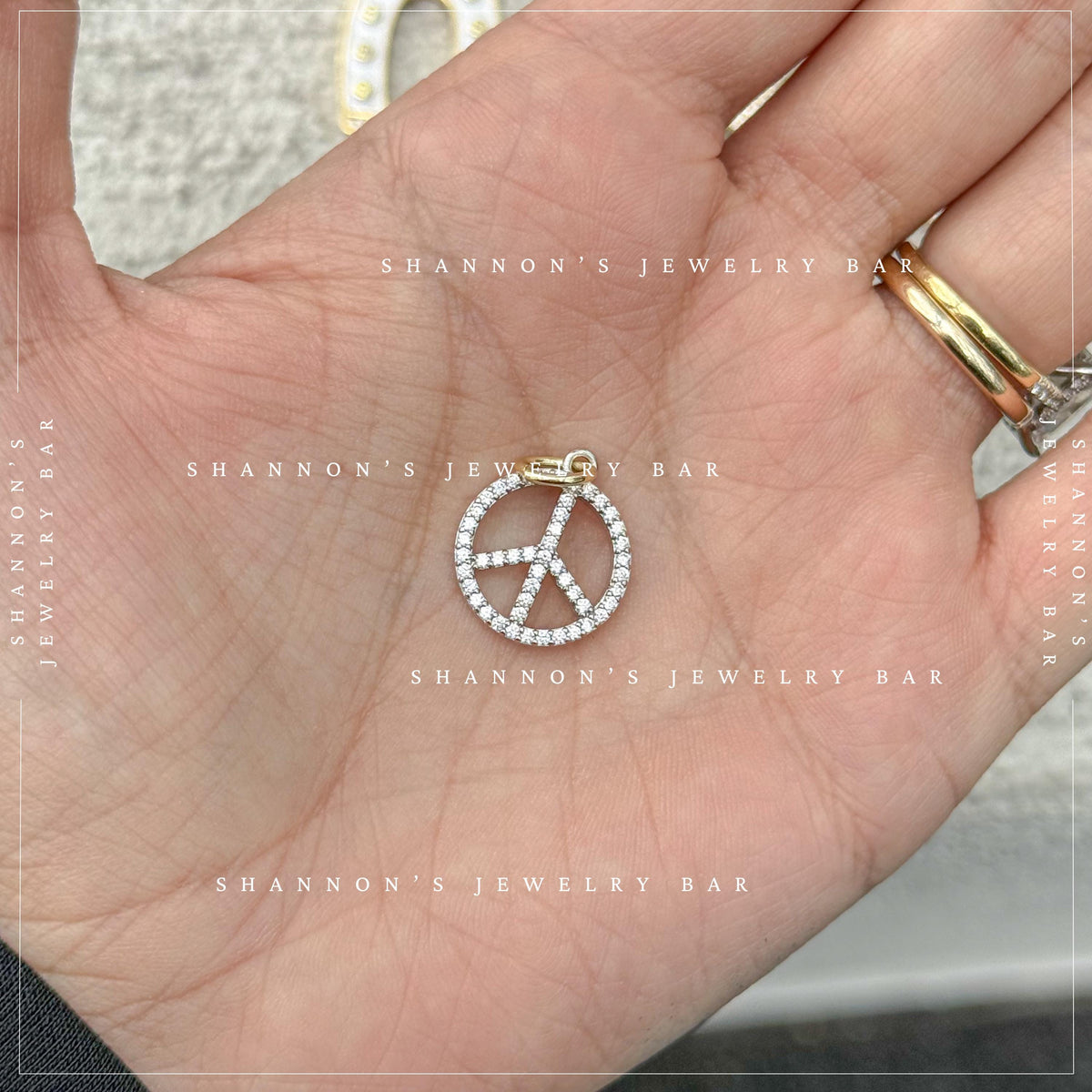 Peace Sign Charm Pendant, CZ Peace Symbol Charm, Boho Jewelry Charm, Festival Necklace Charm, Hippie Jewelry Pendant