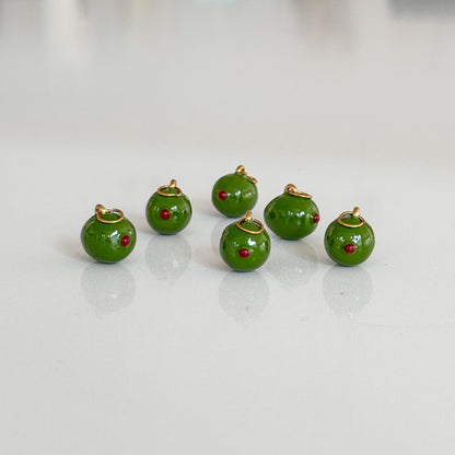 Martini Olive Charm, Green Enamel Olive Charm, Gold Cocktail Charm, Martini Jewelry Charm, Food Charm, Drink Lover Gift, Necklace Charm