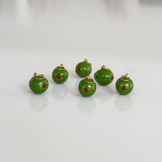 Martini Olive Charm, Green Enamel Olive Charm, Gold Cocktail Charm, Martini Jewelry Charm, Food Charm, Drink Lover Gift, Necklace Charm