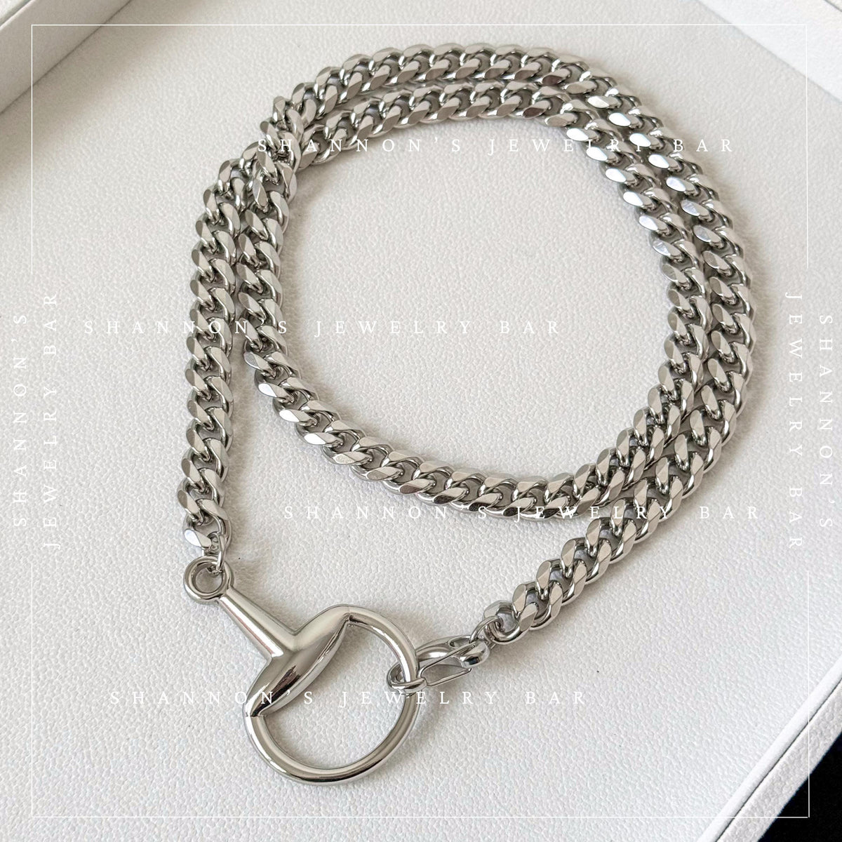 Chunky Silver Horsebit Necklace, Stainless Steel Cuban Link Chain Necklace, Waterproof Tarnish Proof Statement Chain, Equestrian Jewelry
