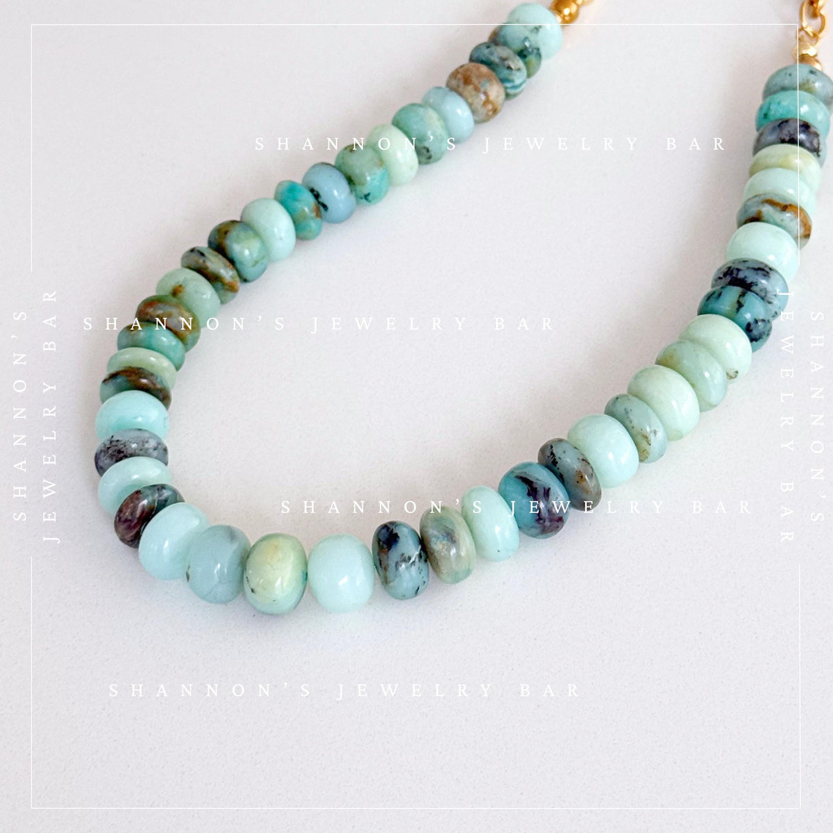 Blue Peruvian Opal Necklace, Genuine Opal Gemstone Necklace, Chunky Beaded Necklace, Handmade Blue Stone Jewelry, Statement