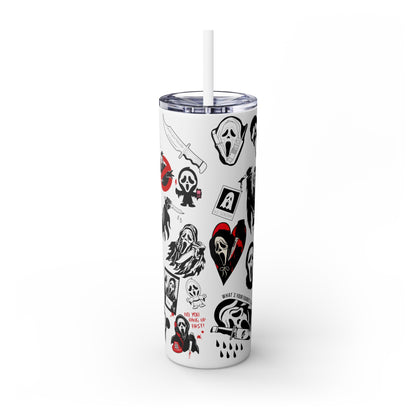 Scream - Ghostface - Horror Movie Themed - Skinny Tumbler with Straw, 20oz