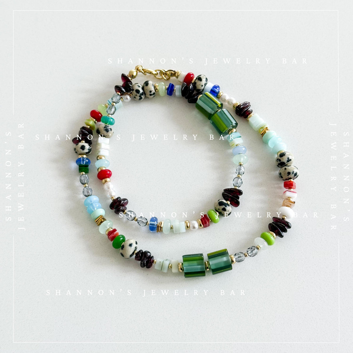 Bead Soup Necklace, Colorful Mixed Gemstone and Glass Beaded Necklace, 18 Inch One of a Kind Statement Jewelry