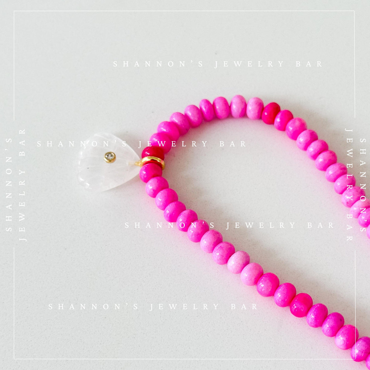 Pink Peruvian Opal Necklace, Quartz Shell Pendant Necklace, Handmade Gemstone Beaded Necklace, Coastal Jewelry, Pink Statement Necklace