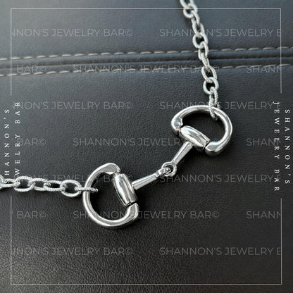 Horse Bit Necklace w/ Rope Chain: Equestrian Jewelry, Stainless Steel, Snaffle Bit, Women's Jewelry, Western