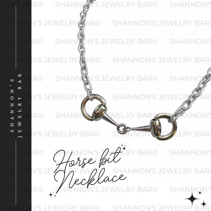 Horse Bit Necklace w/ Rope Chain: Equestrian Jewelry, Stainless Steel, Snaffle Bit, Women's Jewelry, Western