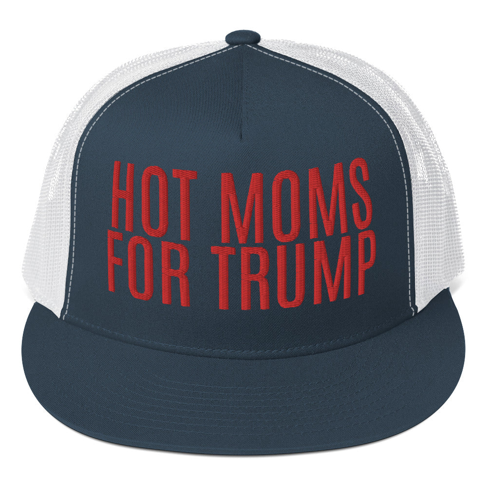 Hot Moms for Trump Embroidered Trucker Cap