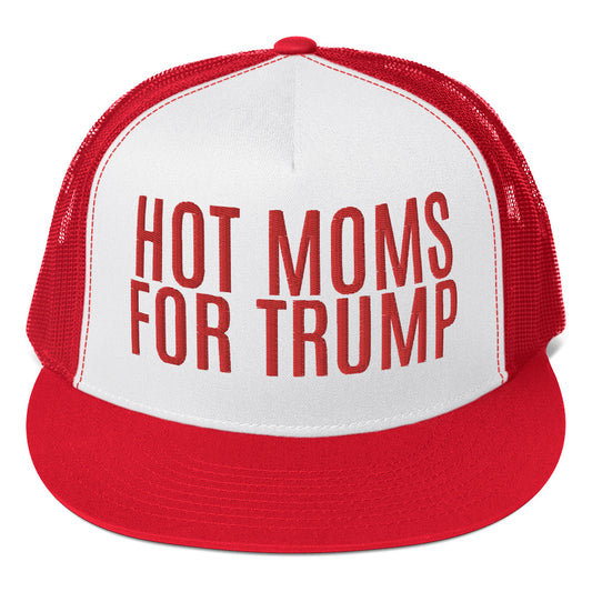 Hot Moms for Trump Embroidered Trucker Cap