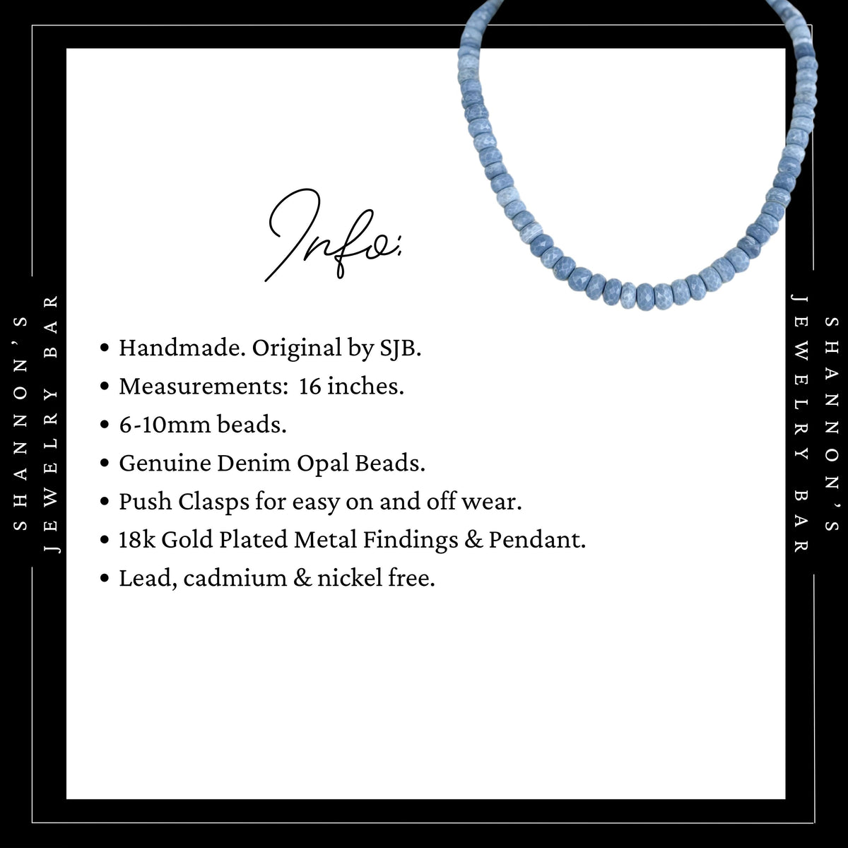 Denim Opal Necklace, Blue Gemstone Beaded Necklace, Faceted Opal Necklace, Natural Stone Necklace, Handmade Blue Beaded Jewelry