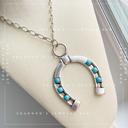 Western Horseshoe Necklace, CZ Horseshoe Pendant, Cowgirl Necklace, Horse Lover Gift, Western Jewelry, Rodeo Necklace, Equestrian Jewelry
