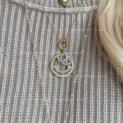 Smiley Face Charm Gold CZ Charm Pendant, Happy Face Charm, Charm Necklace Pendant, Gold Charm for Charm Bar, Cute Jewelry Charm