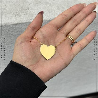 "It Girl" Necklace: 18K Gold Vermeil Heart Pendant Necklace, Minimal Gold Heart Necklace, Custom Engraved Necklace, Everyday Jewelry