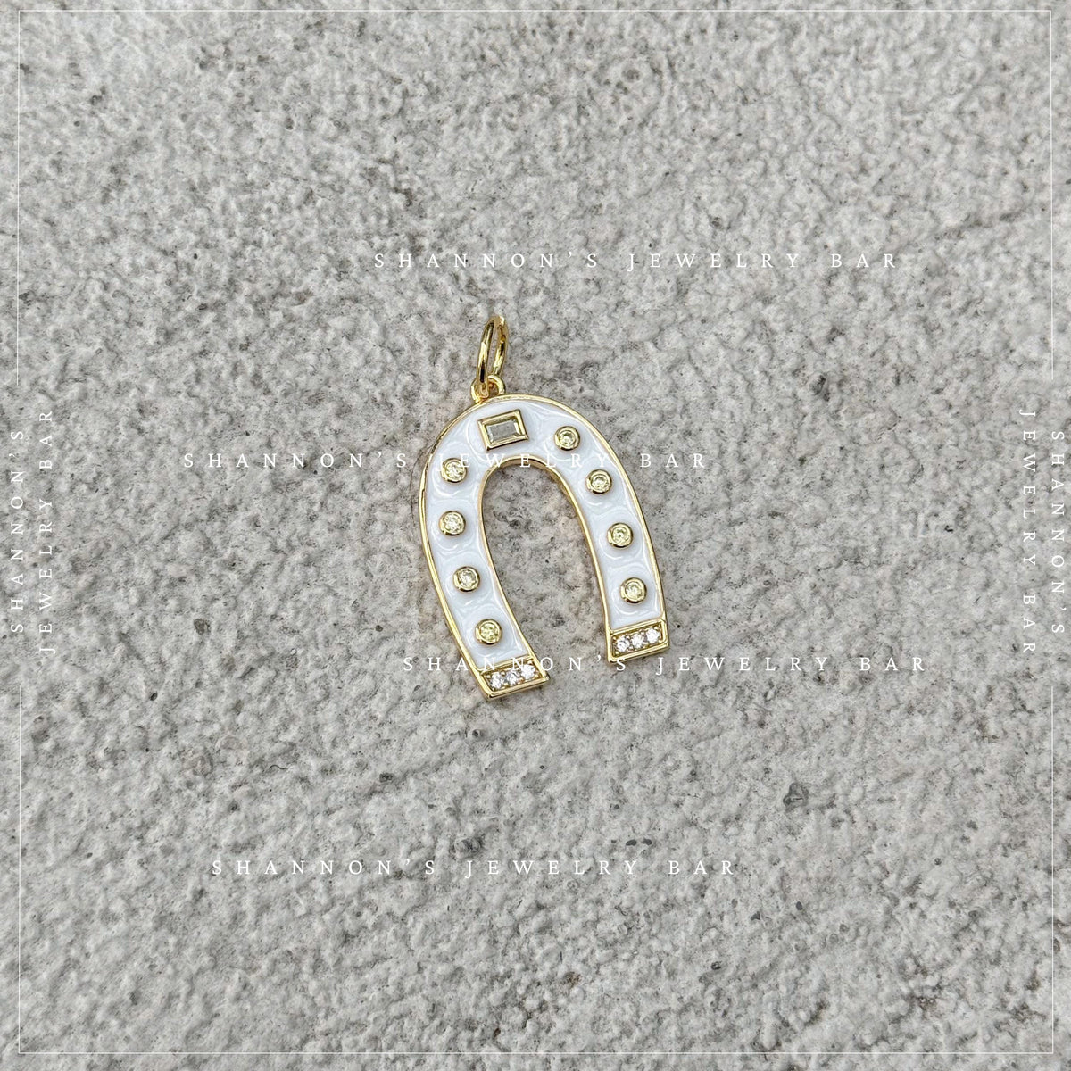 White Enamel Horseshoe Charm, Lucky Horseshoe Pendant, Gold Horseshoe Charm, Western Charm Necklace Pendant, Horse Lover Jewelry Charm