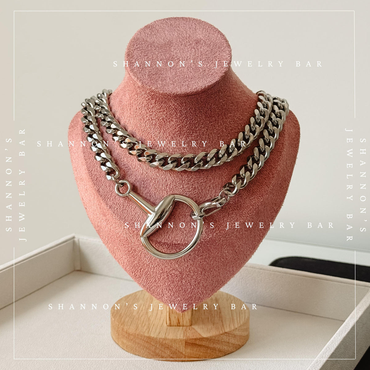 Chunky Silver Horsebit Necklace, Stainless Steel Cuban Link Chain Necklace, Waterproof Tarnish Proof Statement Chain, Equestrian Jewelry