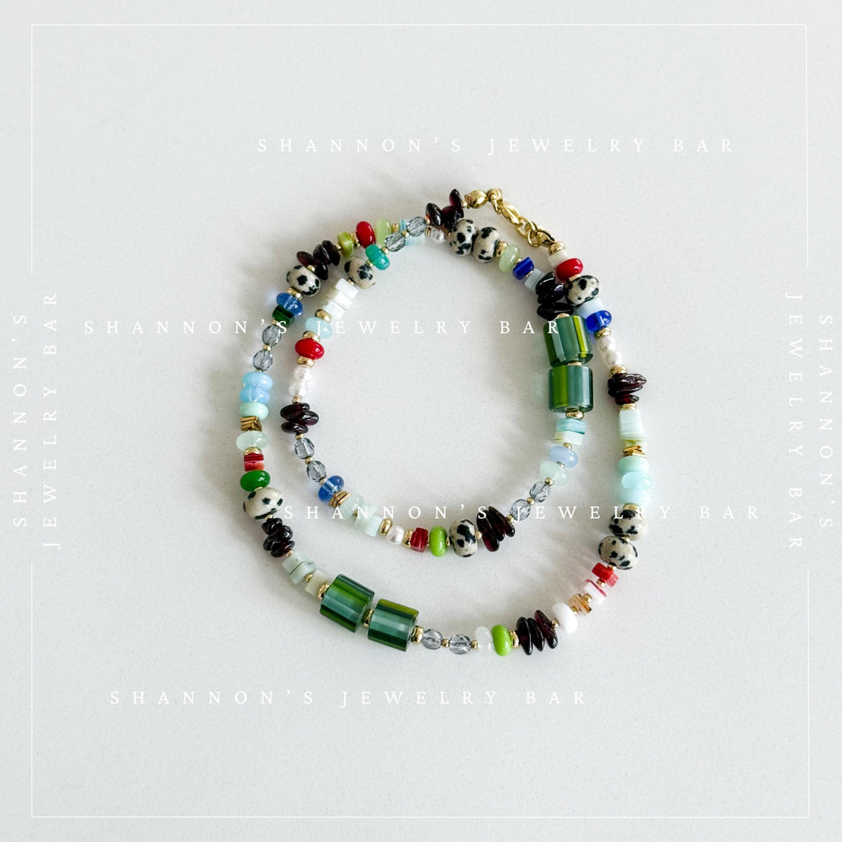 Bead Soup Necklace, Colorful Mixed Gemstone and Glass Beaded Necklace, 18 Inch One of a Kind Statement Jewelry