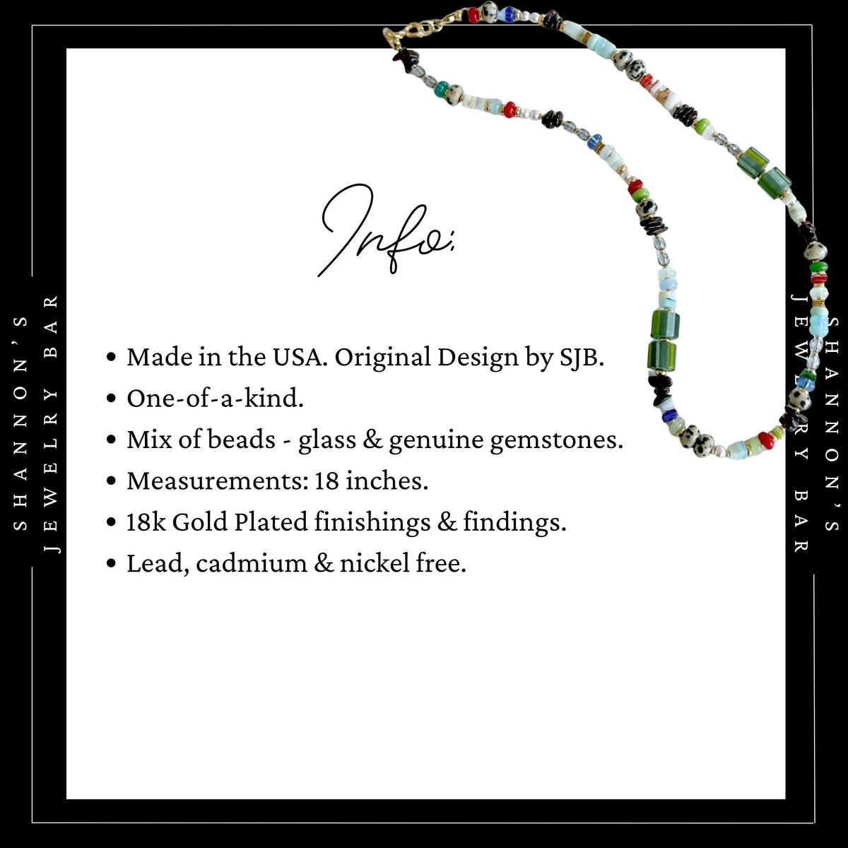 Bead Soup Necklace, Colorful Mixed Gemstone and Glass Beaded Necklace, 18 Inch One of a Kind Statement Jewelry