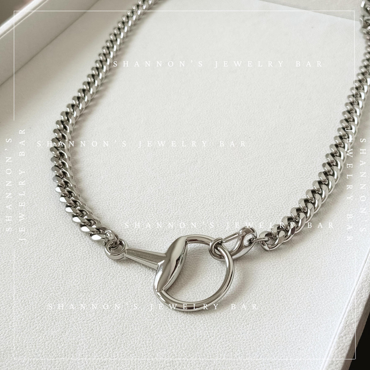 Chunky Silver Horsebit Necklace, Stainless Steel Cuban Link Chain Necklace, Waterproof Tarnish Proof Statement Chain, Equestrian Jewelry