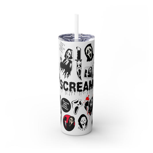 Scream - Ghostface - Horror Movie Themed - Skinny Tumbler with Straw, 20oz