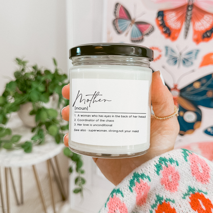 Mother Definition Scented Soy Candle, 9oz, Mother's Day Gift, Gifts for Mothers, Gift for Moms, Gift for Her, Thoughtful Gift