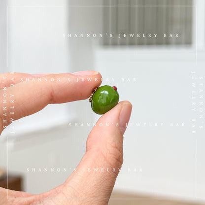 Martini Olive Charm, Green Enamel Olive Charm, Gold Cocktail Charm, Martini Jewelry Charm, Food Charm, Drink Lover Gift, Necklace Charm