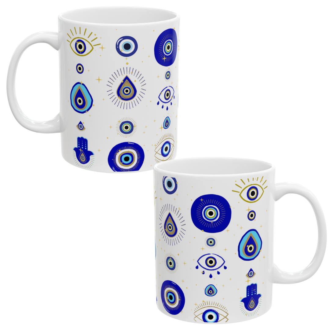 Evil Eye Mug - Mediterranean Evil Eye - Spiritual Gifts - Third Eye - Positive Vibes - Manifestation - The Universe - Ancient Romans/Greeks
