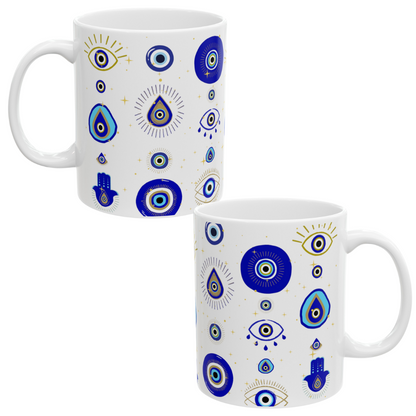 Evil Eye Mug - Mediterranean Evil Eye - Spiritual Gifts - Third Eye - Positive Vibes - Manifestation - The Universe - Ancient Romans/Greeks