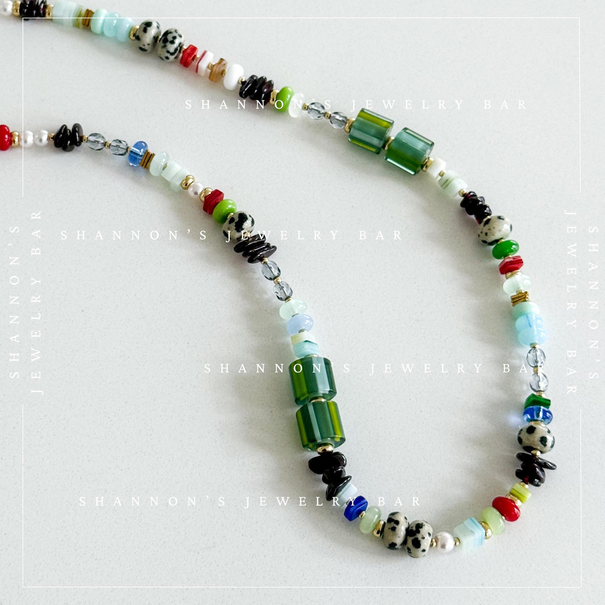 Bead Soup Necklace, Colorful Mixed Gemstone and Glass Beaded Necklace, 18 Inch One of a Kind Statement Jewelry