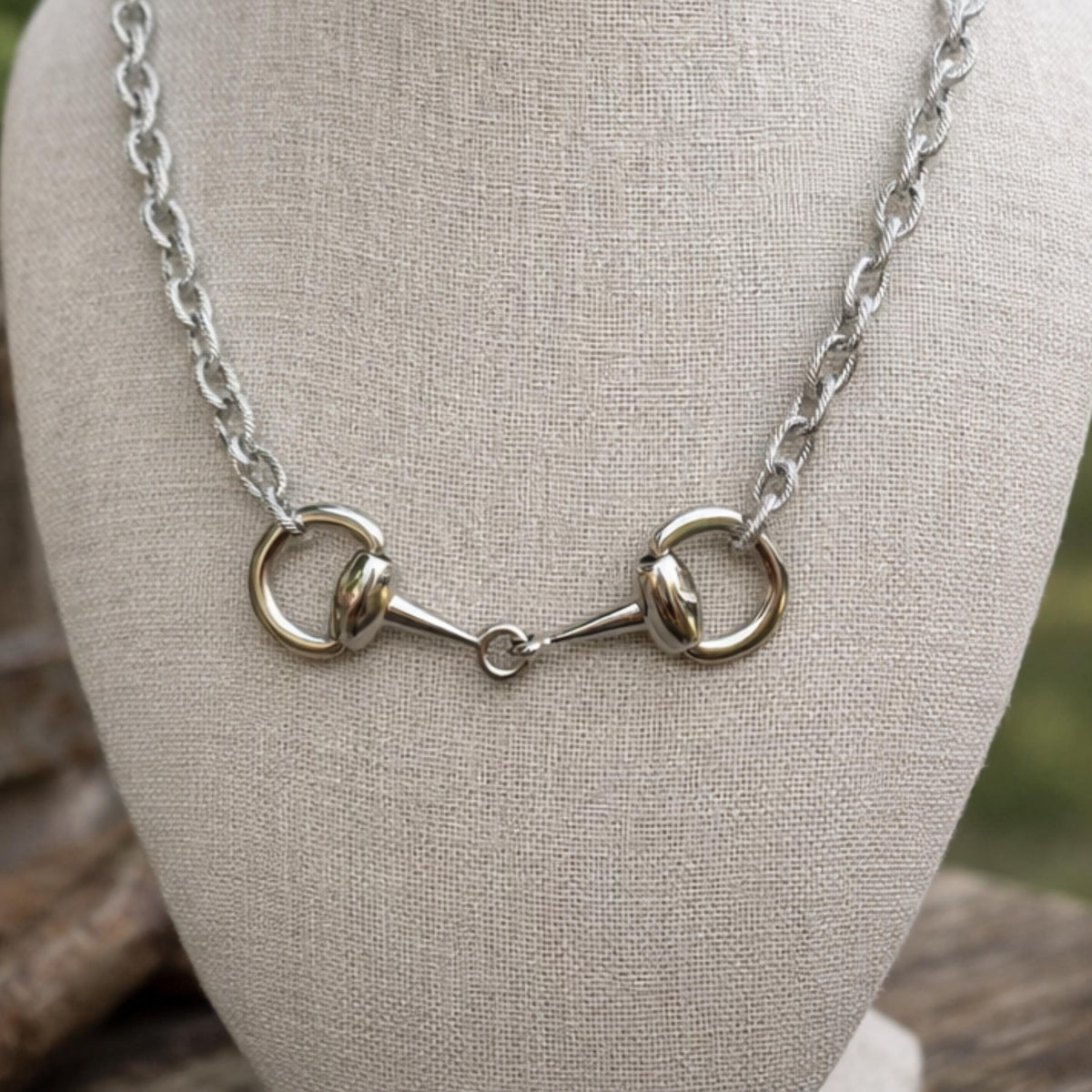 Horse Bit Necklace w/ Rope Chain: Equestrian Jewelry, Stainless Steel, Snaffle Bit, Women's Jewelry, Western