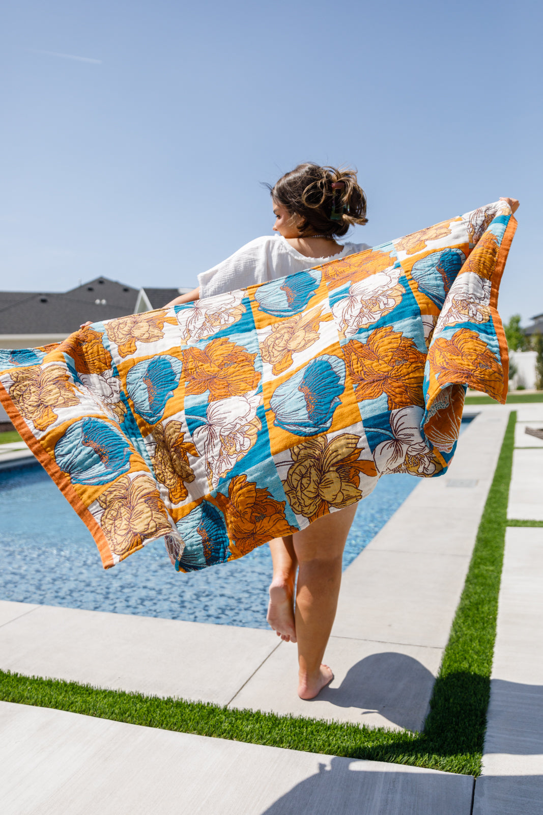 Luxury Beach Towel in Block Floral - Shannon’s Jewelry Bar
