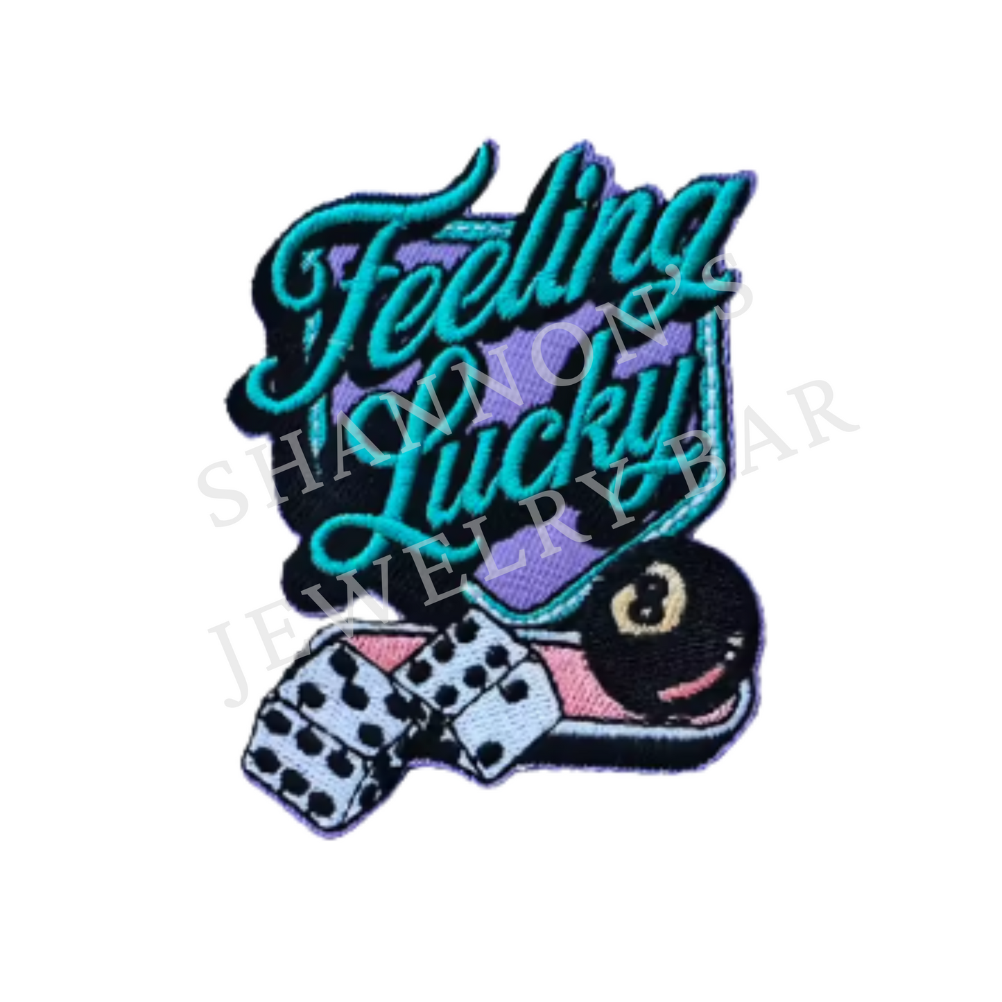 Feeling Lucky Embroidered Patch | Retro Dice & 8-Ball Design
